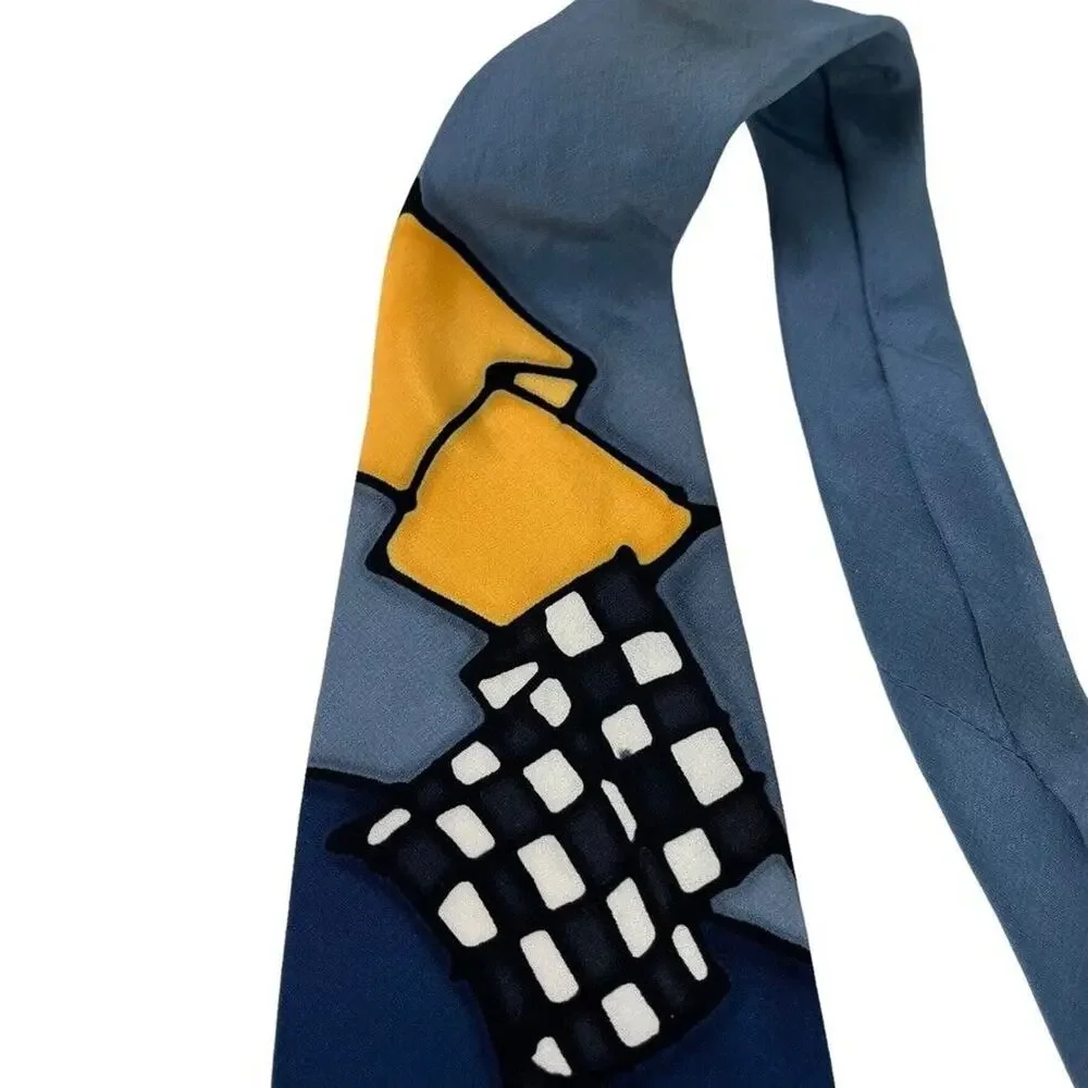 Robert Daskal Hand Painted Hand Sewn Signed Neck Tie Car Racing 100% Silk
